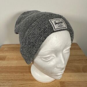 Classic Gray Beanie Herschel Supply Co Knit Logo Patch Hat Mens Winter Cap